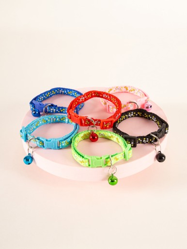 2pcs Bone Print Random Color Pet Collar