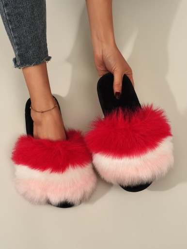 Colorful Fluffy Bedroom Slippers