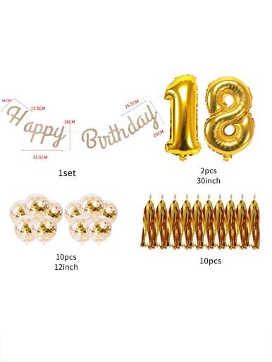 23pcs 18th Birthday Balloon & Tassel Set