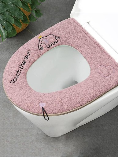 1pc Cute Embroidered Warmer Toilet Seat