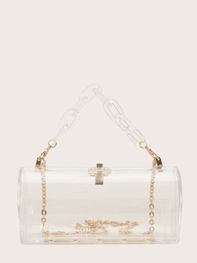 Clear Chain Barrel Bag