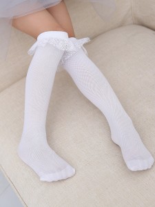 Toddler Girls Lace Trim Knee High Socks