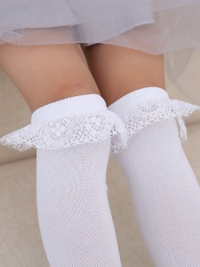 Toddler Girls Lace Trim Knee High Socks