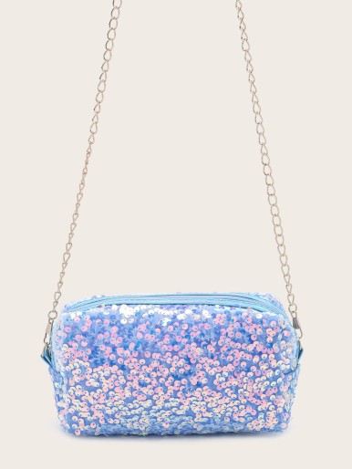 Sequin Decor Chain Crossbody Bag