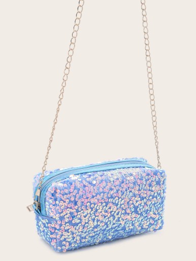 Sequin Decor Chain Crossbody Bag