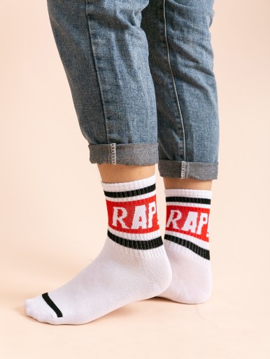 5pairs Men Letter Graphic Socks