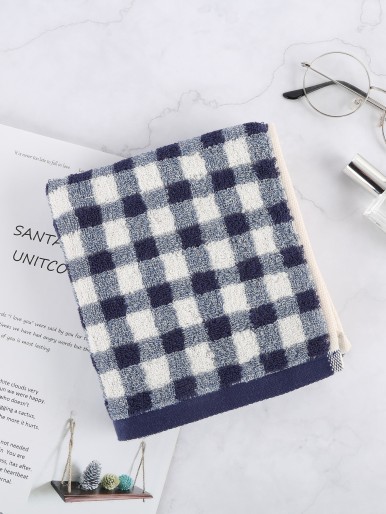 1pc Gingham Pattern Face Towel