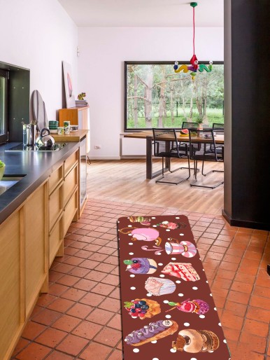 1pc Dessert Print Kitchen Carpet