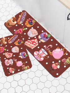 1pc Dessert Print Kitchen Carpet