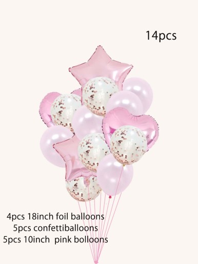 14pcs Star & Heart & Confetti Balloon Set