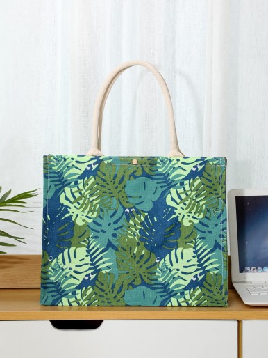 Leaf Print Portable Shopping Bag