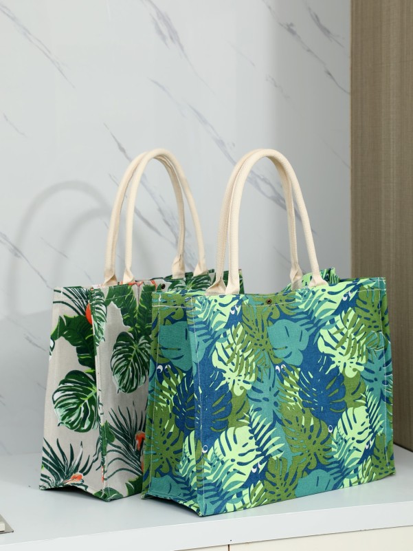 Leaf Print Portable Shopping Bag