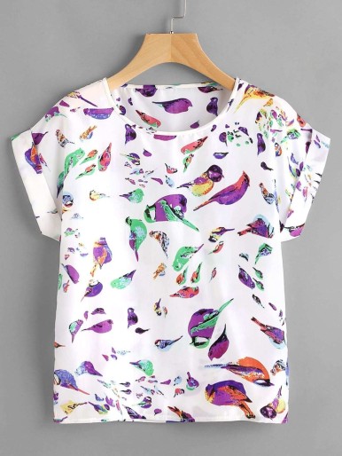 Birds Print T-shirt