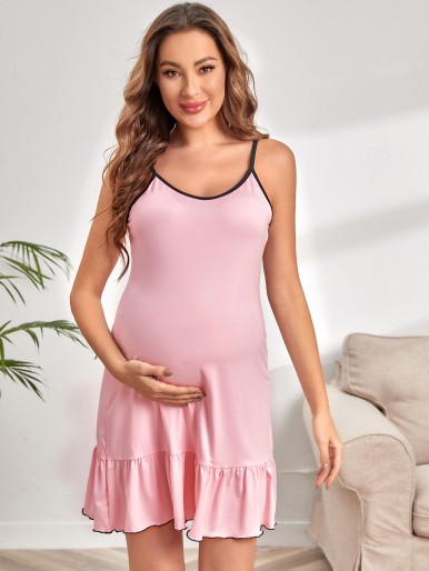 Maternity Ruffle Hem Cami Nightdress