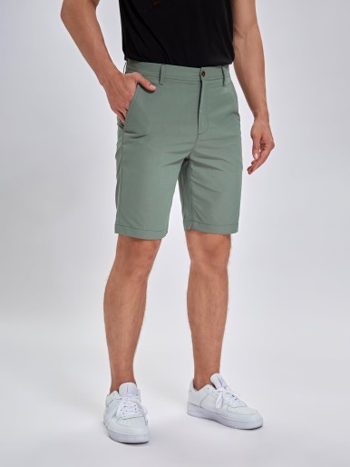 Men Zipper Fly Pocket Shorts