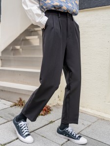 Slant Pocket Solid Tailored Pants