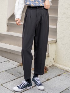 Slant Pocket Solid Tailored Pants