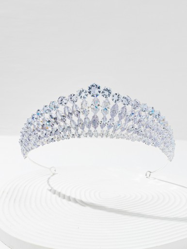 Rhinestone Decor Crown Bridal Hair Accessory