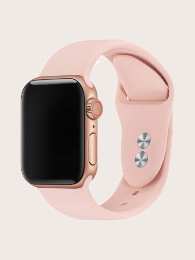 1pc Solid Silicone Watchband Compatible With Apple Watch