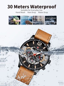 Men Triple Dial Round Pointer Quartz Watch