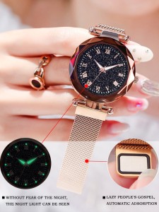 1pc Glitter Dial Quartz Watch & 4pcs Bracelet