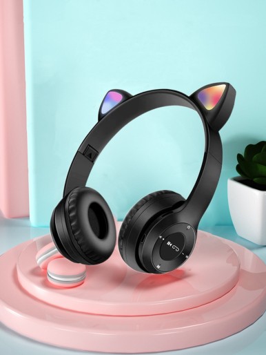 LED Cat Ear Headset Compatible With Bluetooth