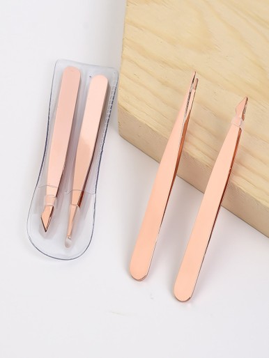 2pcs Stainless Steel Eyebrow Tweezers