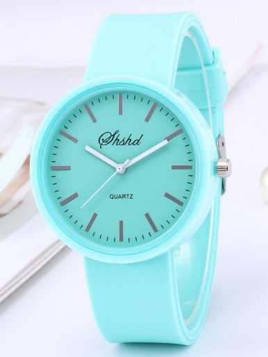 Kids Rubber Strap Round Pointer Quartz Watch