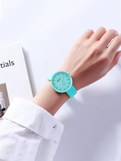 Kids Rubber Strap Round Pointer Quartz Watch