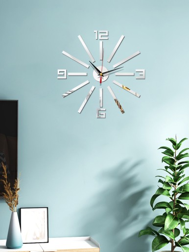 Number Design Mirror Surface Wall Clock