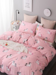 Kids Unicorn Print Duvet Cover Set Without Filler