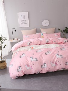 Kids Unicorn Print Duvet Cover Set Without Filler