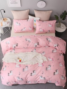 Kids Unicorn Print Duvet Cover Set Without Filler