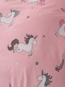 Kids Unicorn Print Duvet Cover Set Without Filler