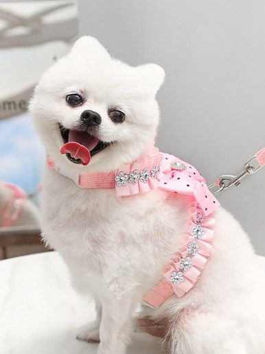 1pc Bow Decor Pet Harness & 1pc Leash