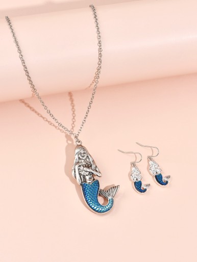 3pcs Mermaid Pendant Jewelry Set