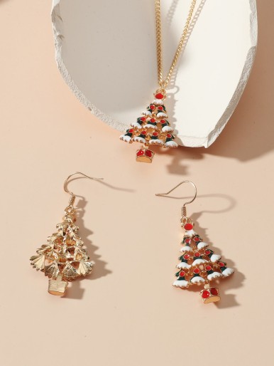 3pcs Christmas Tree Decor Jewelry Set