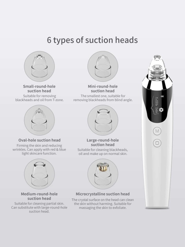 1pc Blackhead Remover & 6pcs Replacement Head