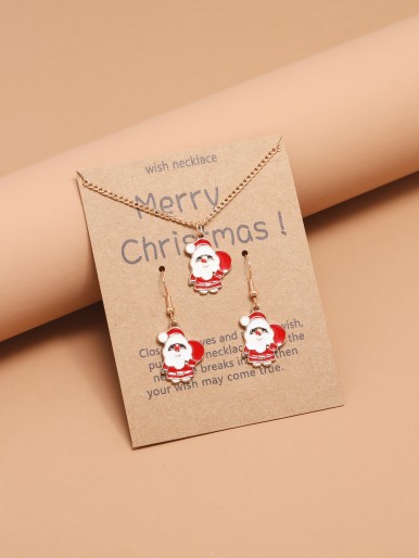 3pcs Christmas Santa Claus Decor Jewelry Set