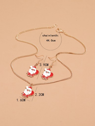 3pcs Christmas Santa Claus Decor Jewelry Set