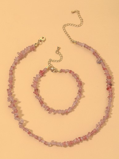 Stone Beaded Bracelet & Necklace