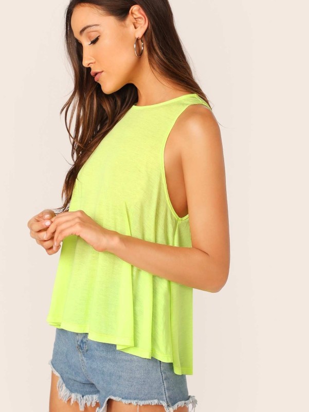 Neon Yellow Swing Hem Tank Top