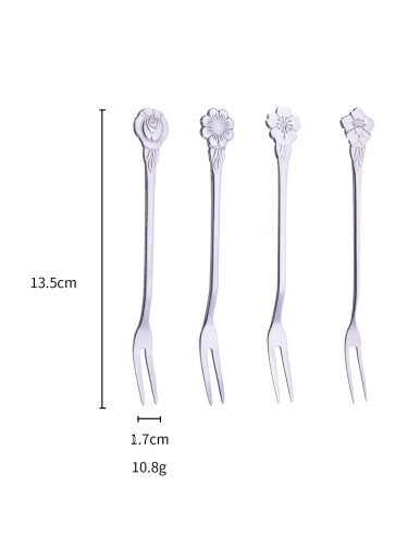 4pcs Random Flower Dessert Fork