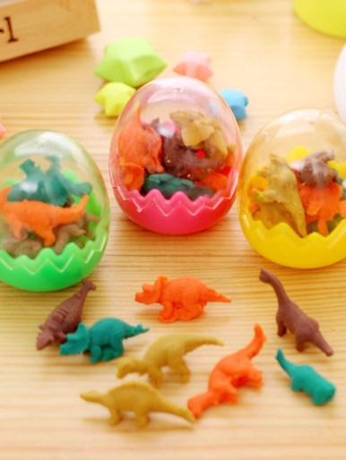 Random Color Dinosaur Shaped Eraser 7pcs