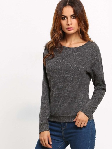 Black Slouchy Pullover Sweatshirt