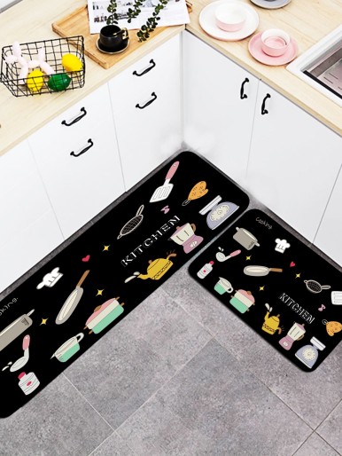 1pc Kitchenware Print Floor Mat