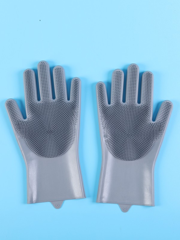 1pair Silicone Pet Bathing Gloves