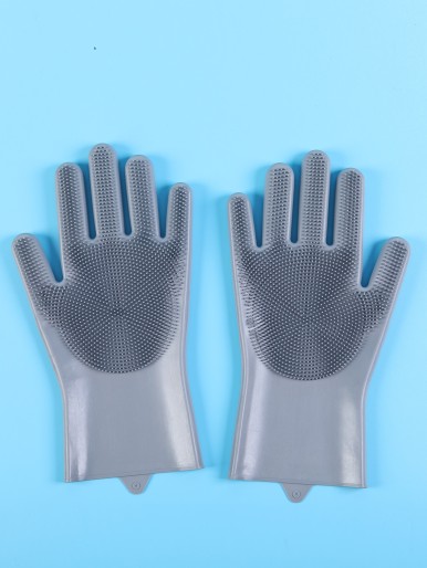 1pair Silicone Pet Bathing Gloves