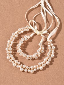 2pcs Faux Pearl Decor Hair Band