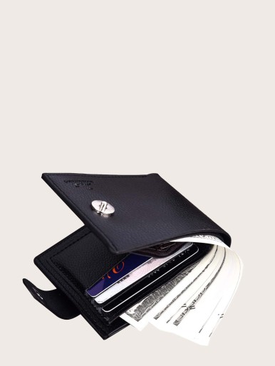 Men Snap Button Fold Over Wallet